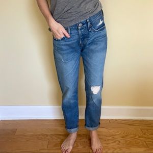 Levi 501 Denim Distressed Wide Leg Jeans